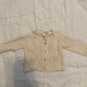 Zara Baby Girl Heathered Cream Cardigan 6/9 m